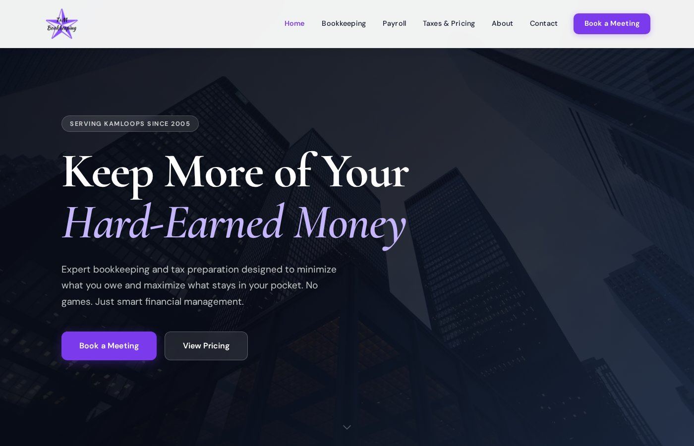T&M Bookkeeping website built by WizardWeb
