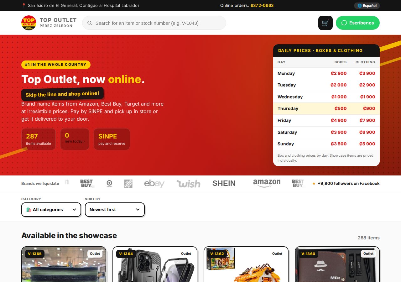 Top Outlet Pérez Zeledón online storefront built by WizardWeb